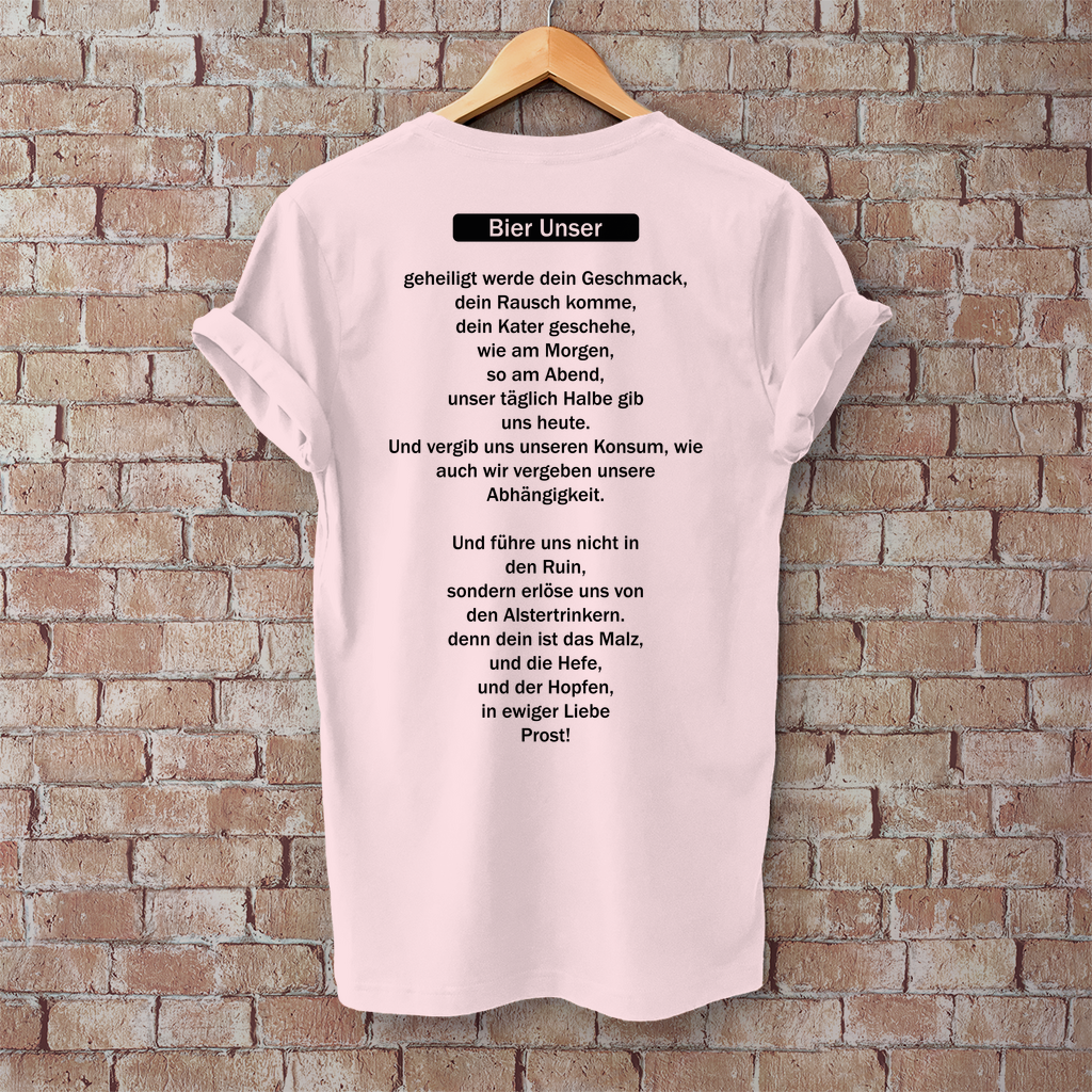 Premium T-Shirt "Bier Unser" (Backprint)