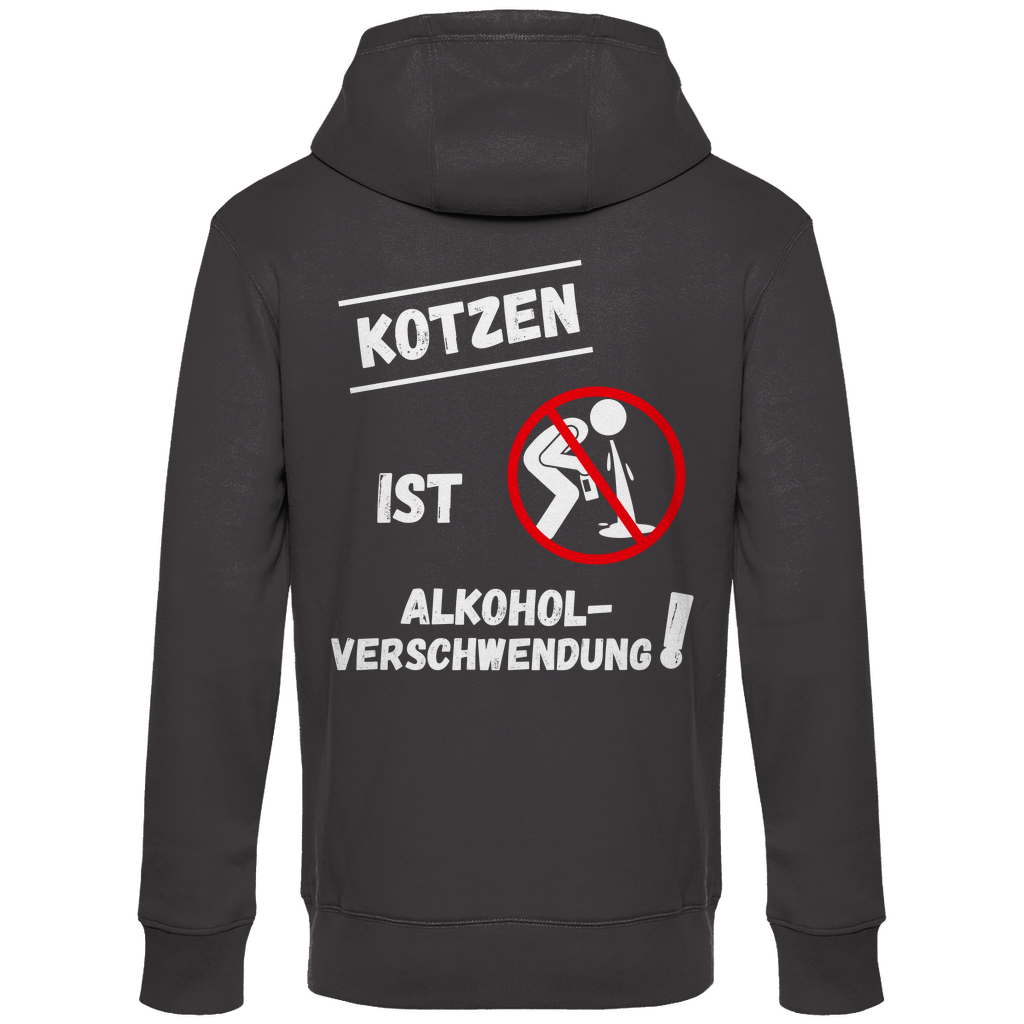 Premium Hoodie Alkoholverschwendung (Backprint) – Kotzen ist Alkoholverschwendung - DrinkFashion