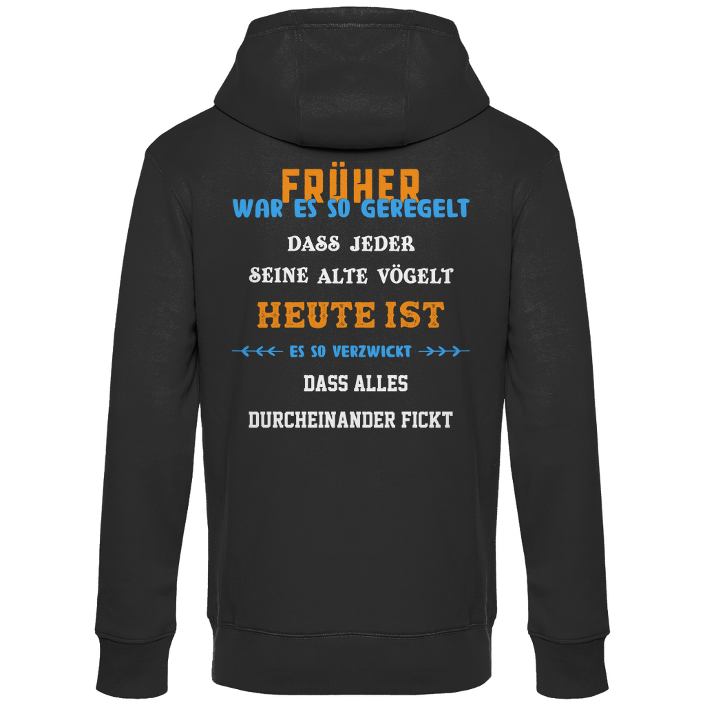 Premium Hoodie "Früher und heute" (Backprint)