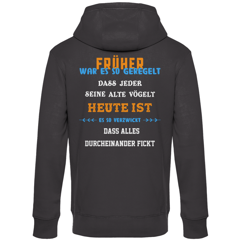 Premium Hoodie "Früher und heute" (Backprint)