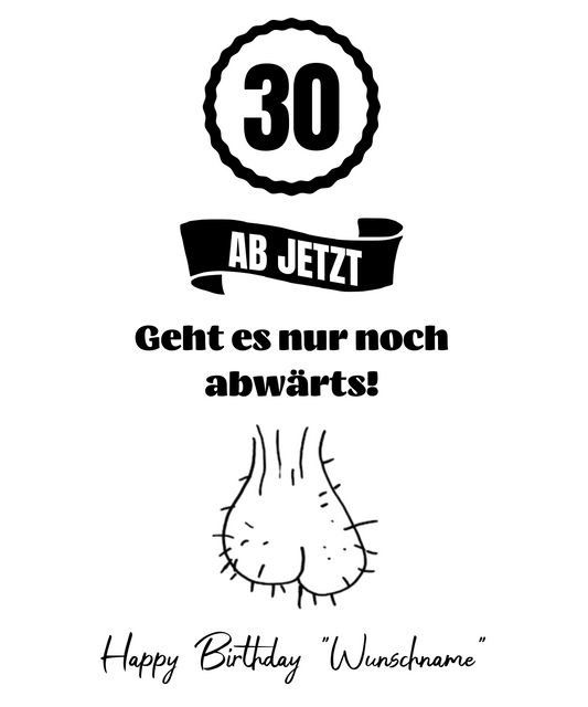Flaschen Etikett 30. Geburtstag (für Männer) personalisierbar (digitaler Download)