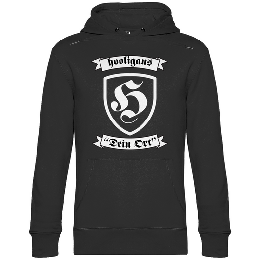 Premium Hoodie "Hooligans - Badge" (personalisierbar)