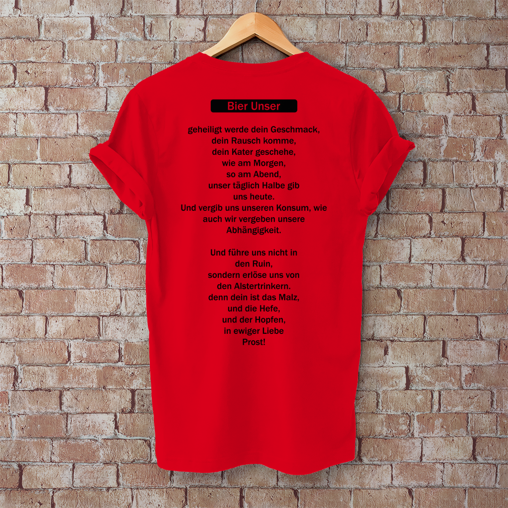Premium T-Shirt "Bier Unser" (Backprint)